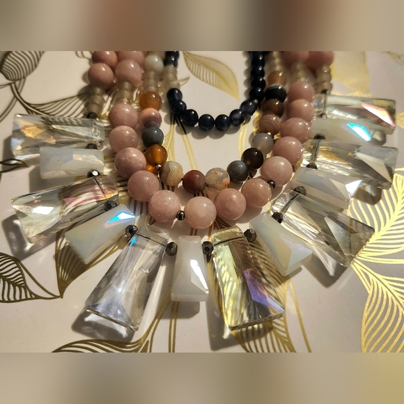 Nakamol Natural Gemstone & Prism Crystal Multistrand Necklace - Picture 4 of 8